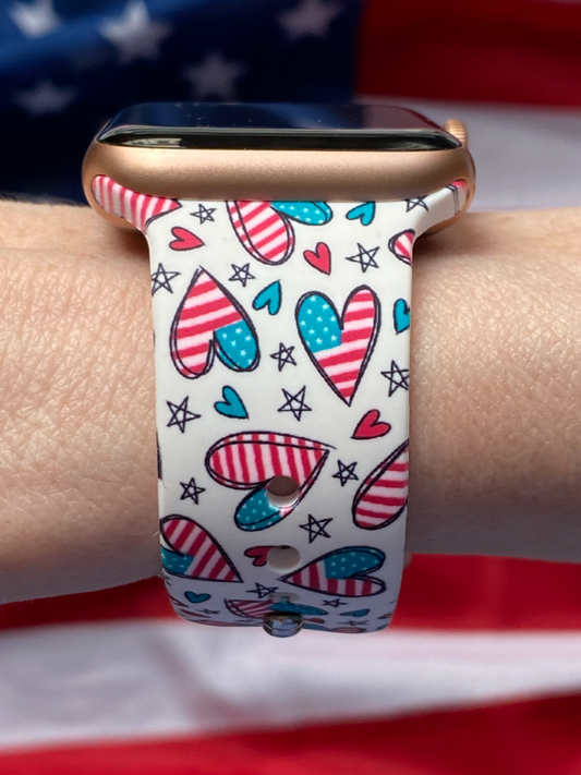 4th of July Hearts Watch Band For Apple Watch