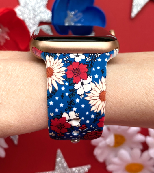 4th of July Floral Watch Band For Apple Watch