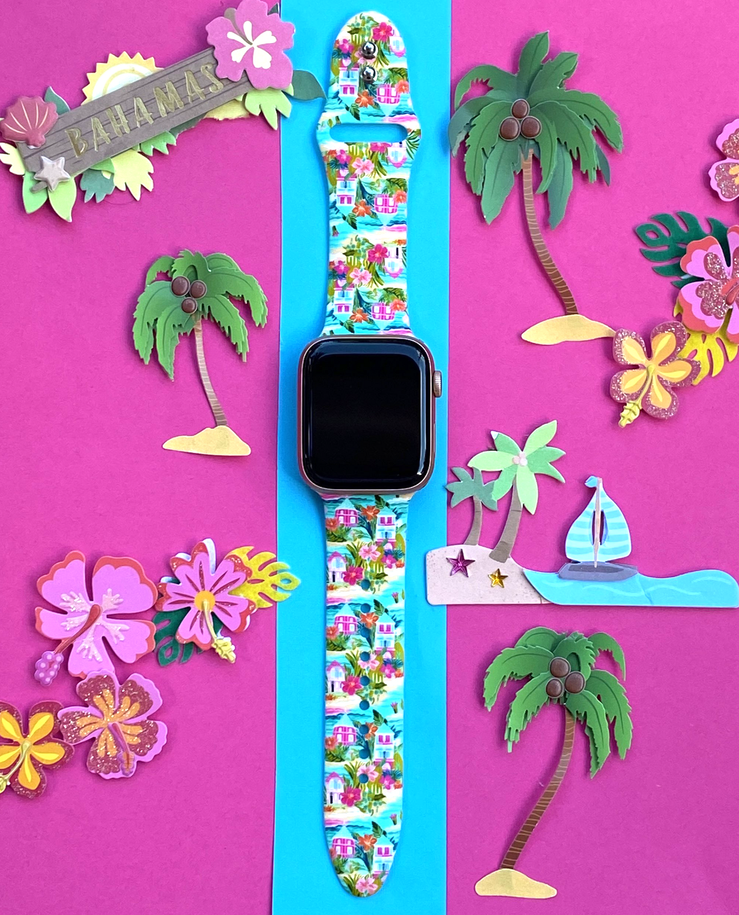 Tropical Beach Houses Watch Band For Apple Watch