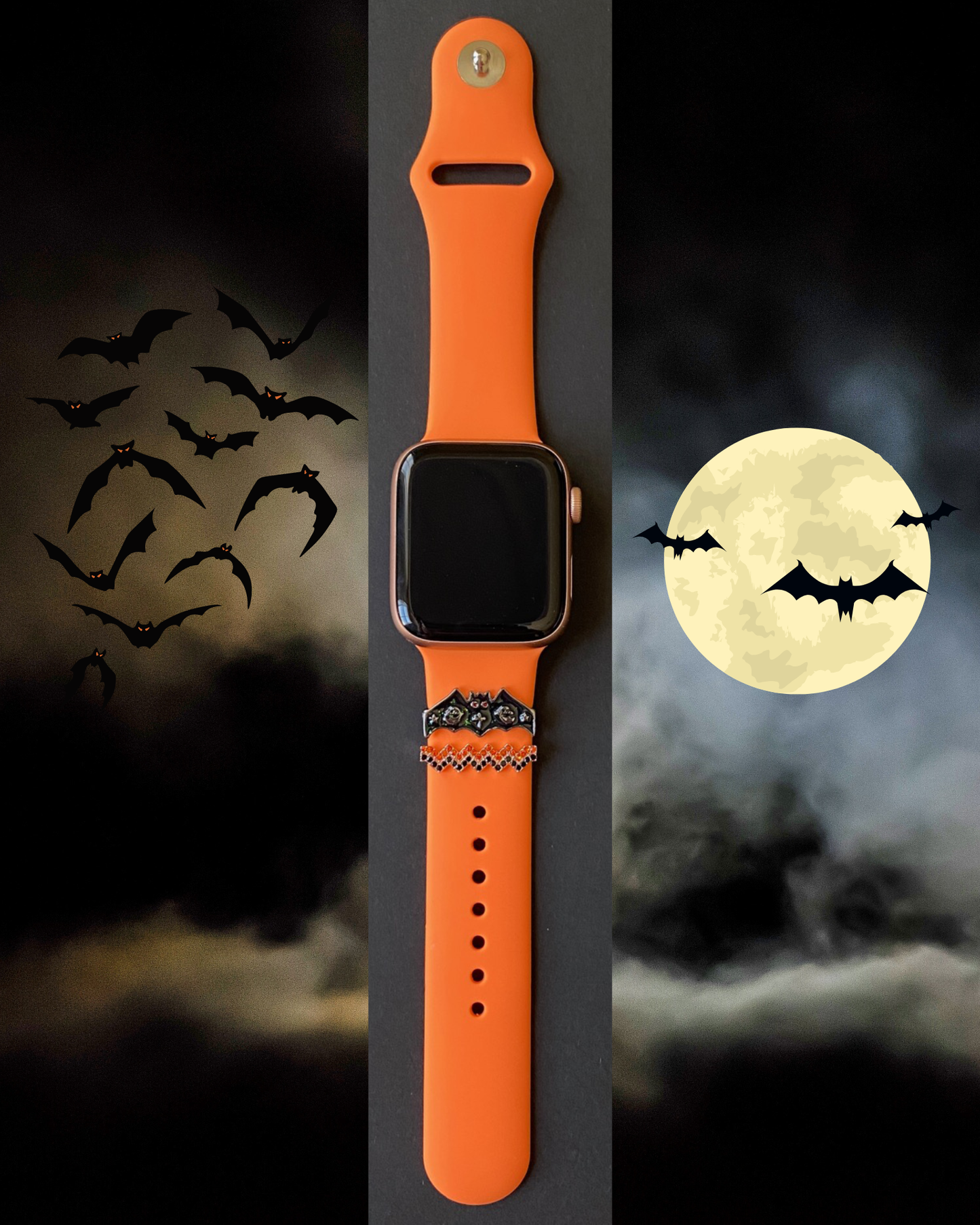 Orange Band and Bat Charm For Apple Watch