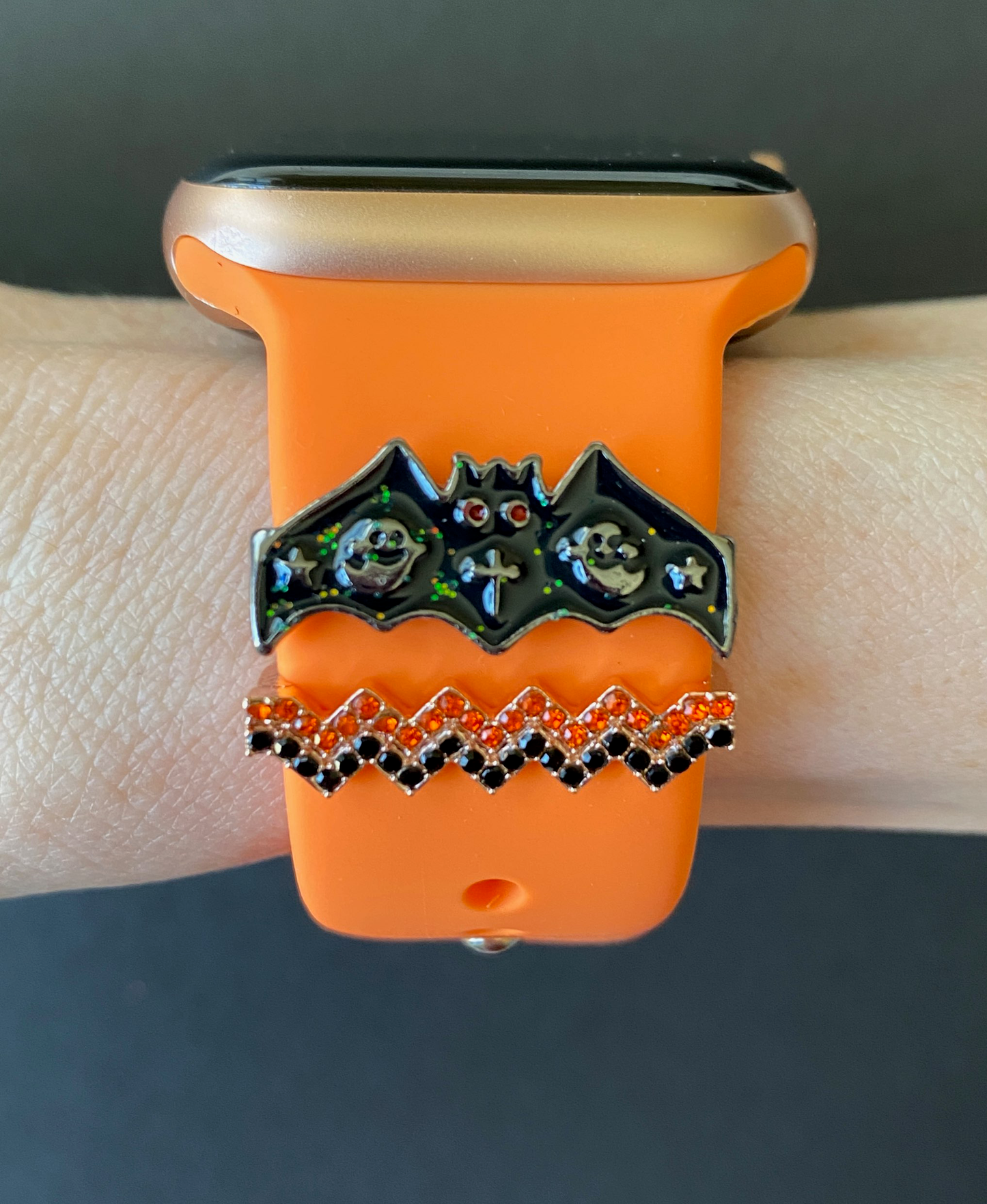 Orange Band and Bat Charm For Apple Watch