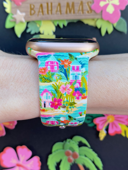 Tropical Beach Houses Watch Band For Apple Watch