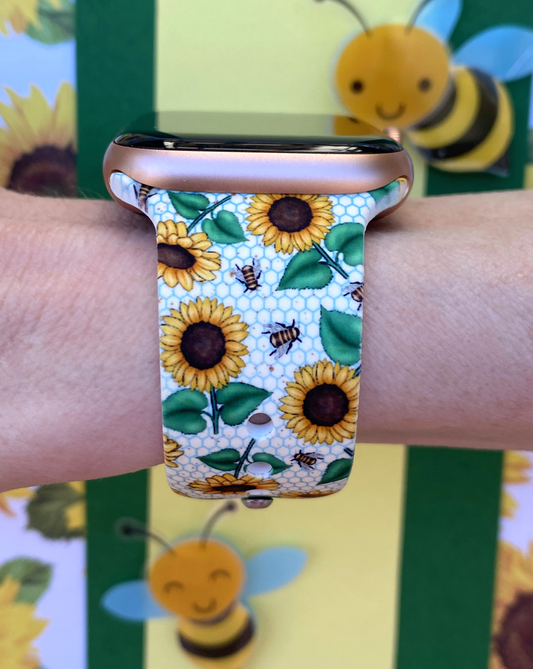 Sunflower Bees Watch Band For Apple Watch
