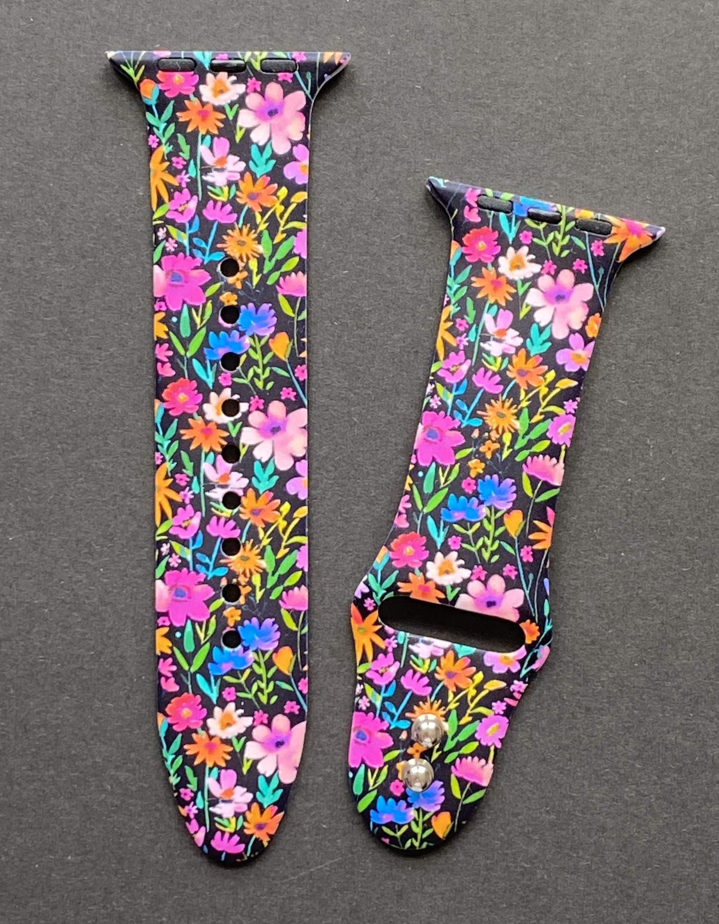 Summer Flowers Black Watch Band For Apple Watch