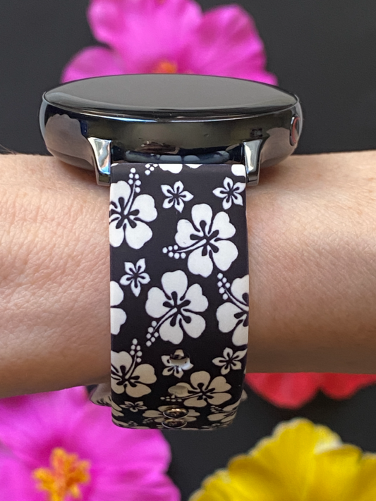 Black Hibiscus Samsung Galaxy Watch Band