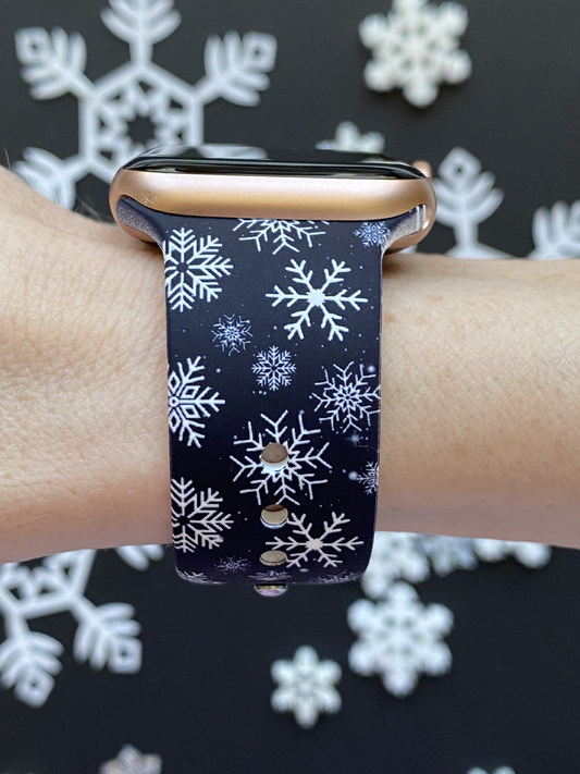 Snowflakes Black/White Watch Band For Apple Watch