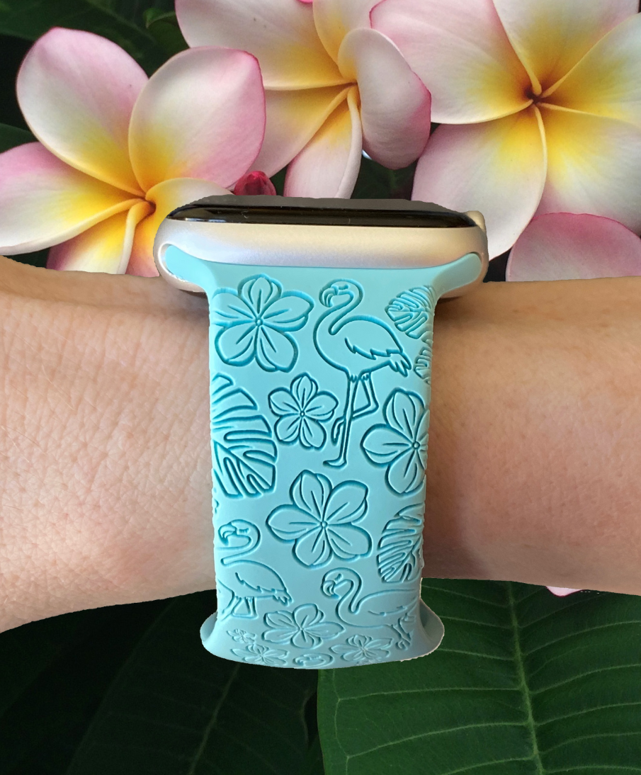 Plumeria Flamingo Watch Band For Apple Watch