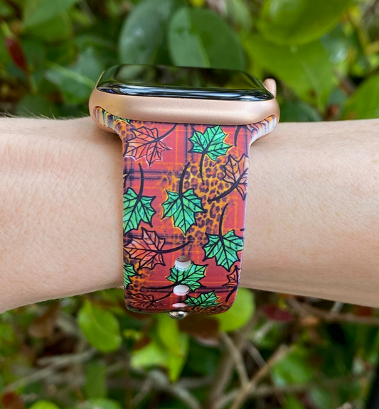 Fall Leopard Leaves Watch Band For Apple Watch