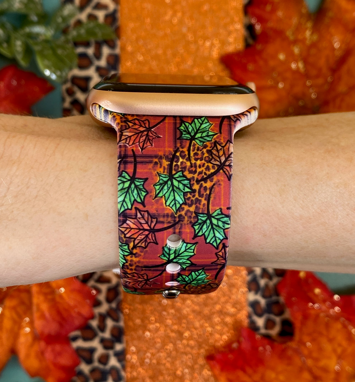 Fall Leopard Leaves Apple Watch Band