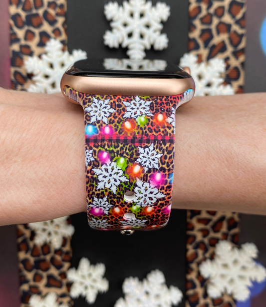 Christmas Lights Leopard Watch Band For Apple Watch