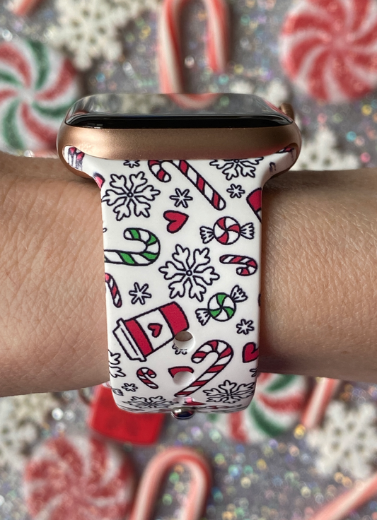 Christmas Candy Canes Watch Band For Apple Watch