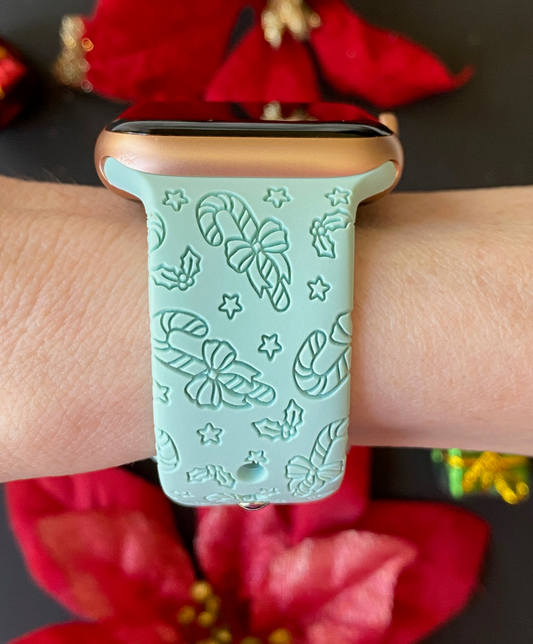 Candy Cane Bows Watch Band For Apple Watch