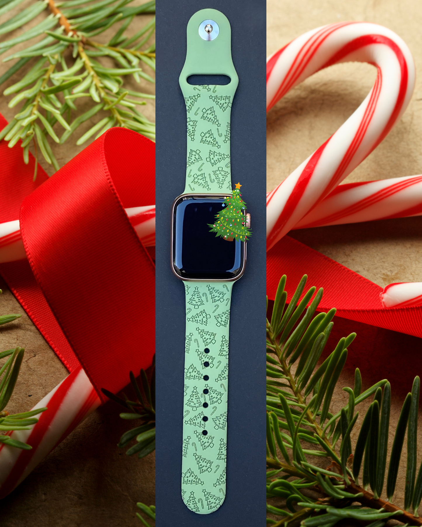 Candy Cane Christmas Trees Watch Band For Apple Watch