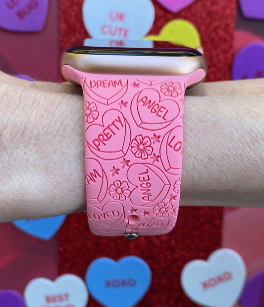 Candy Hearts and Flowers Valentine's Day Watch Band For Apple Watch