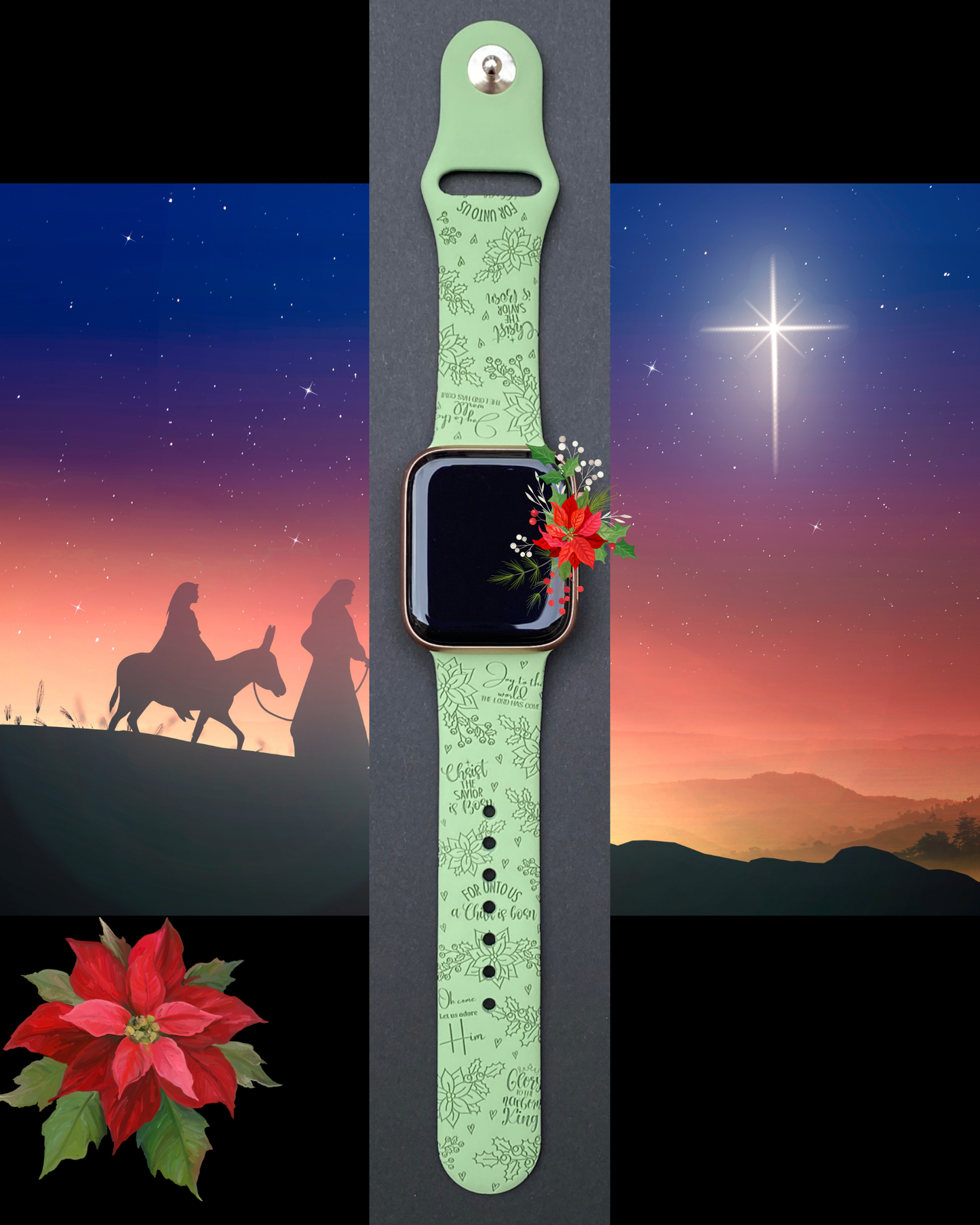 Christmas Floral Faith Watch Band For Apple Watch