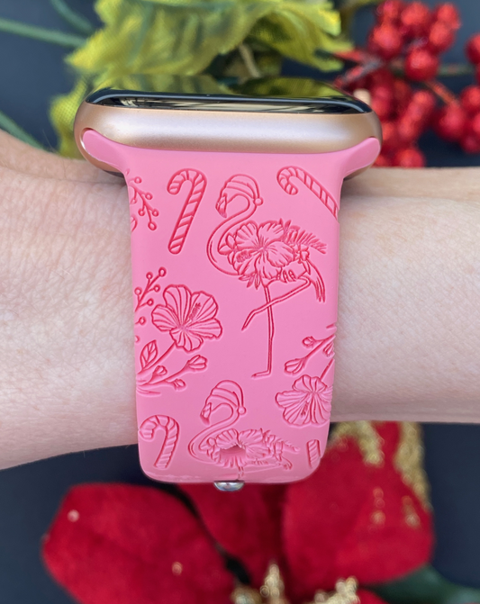 Candy Cane Flamingo Watch Band For Apple Watch