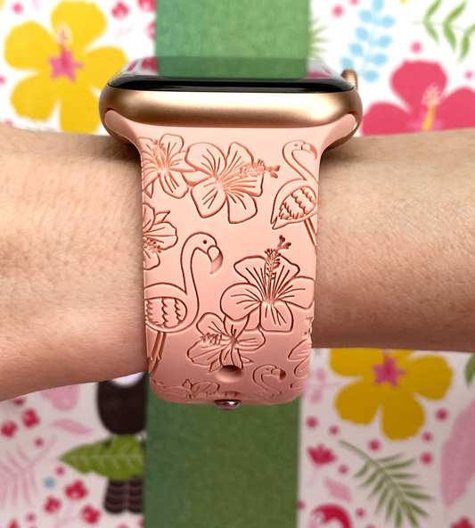 Hibiscus Flamingo Watch Band For Apple Watch