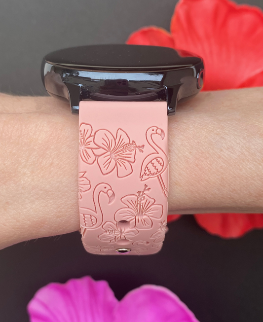 Hibiscus Flamingo 20mm Samsung Galaxy Watch Band