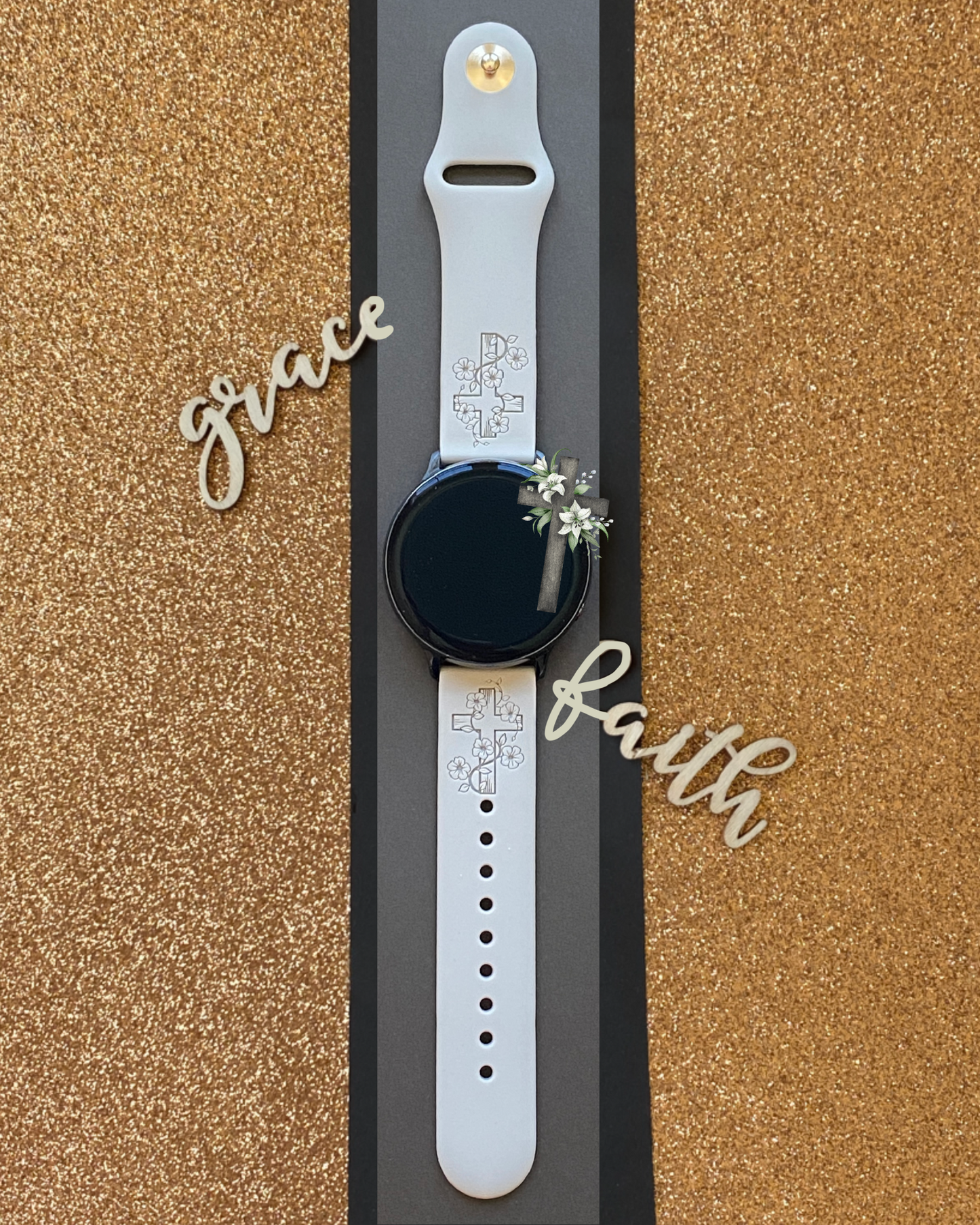 Floral Cross 20mm Samsung Galaxy Watch Band