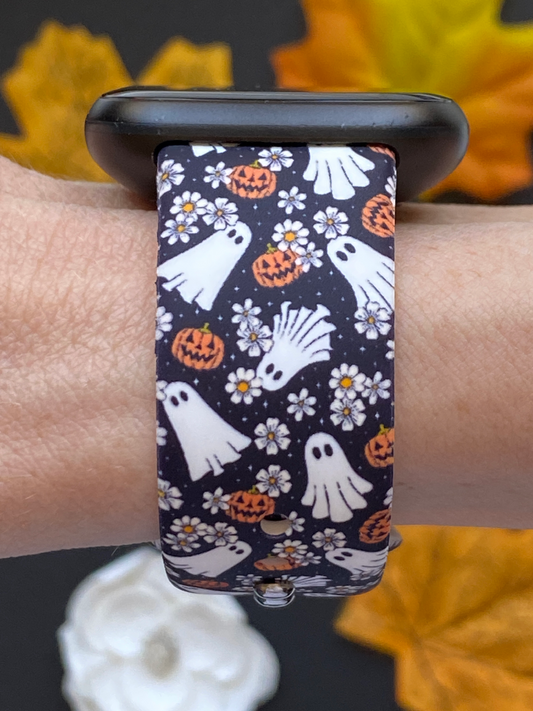 Floral Ghosts Fitbit Versa 3/Versa 4/Sense/Sense 2 Watch Band