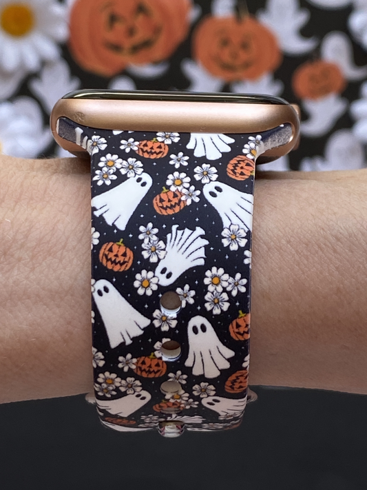Floral Ghosts Watch Band For Apple Watch