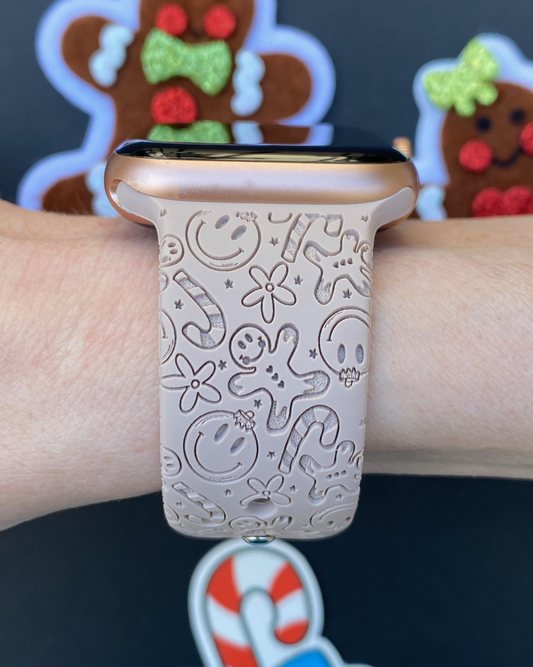 Gingerbread Candy Cane Watch Band For Apple Watch