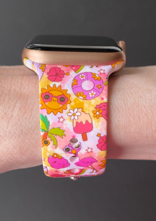 Groovy Flamingo Summer Watch Band For Apple Watch