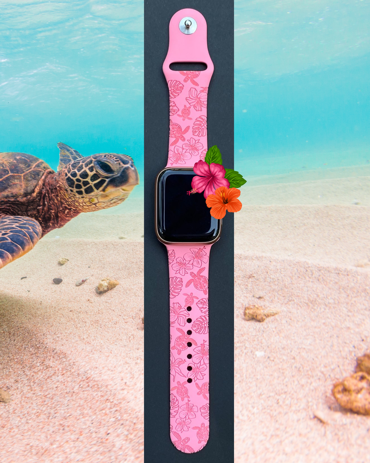 Hibiscus Turtles Watch Band For Apple Watch