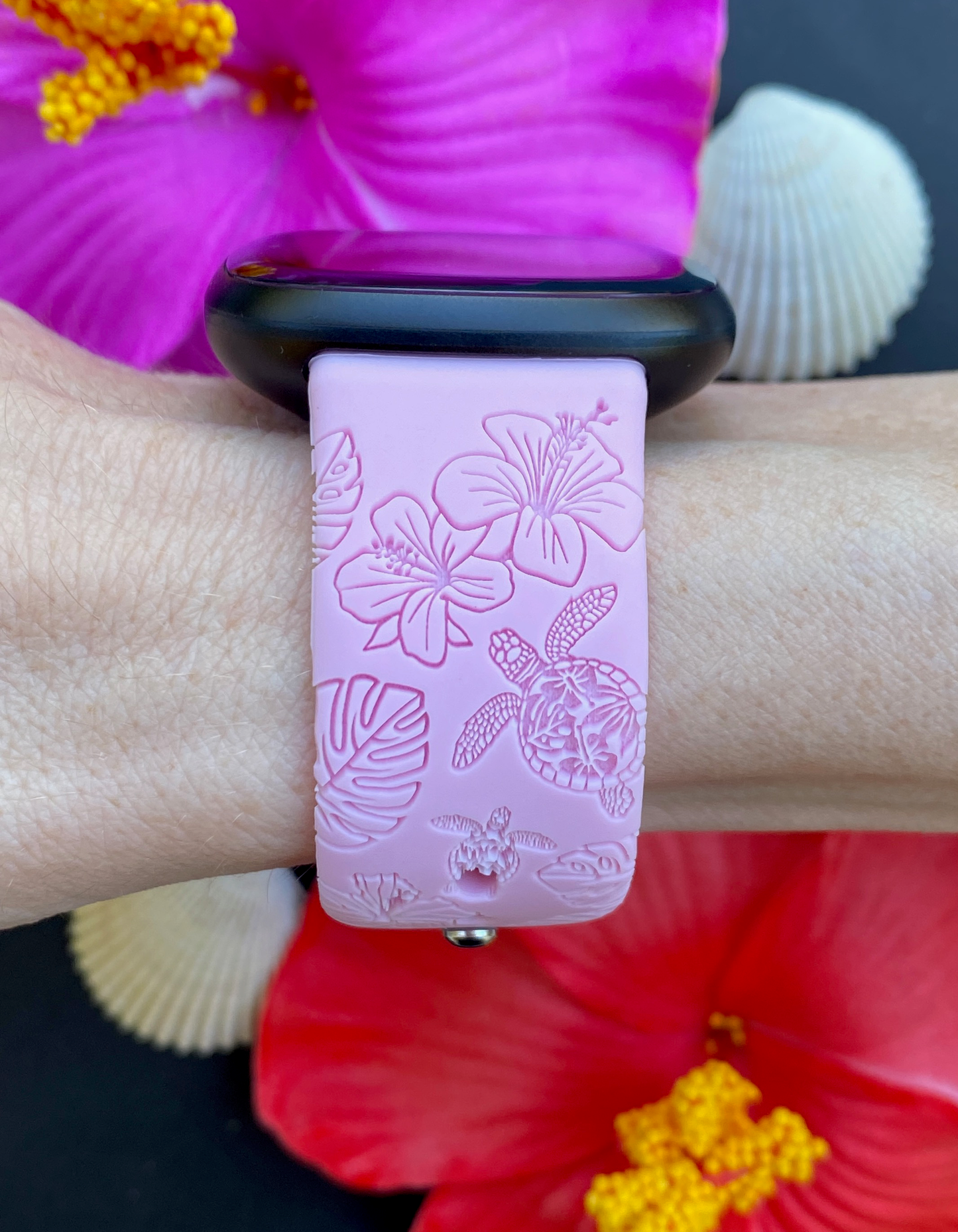 Hibiscus Turtles Fitbit Versa 3/Versa 4/Sense/Sense 2 Watch Band