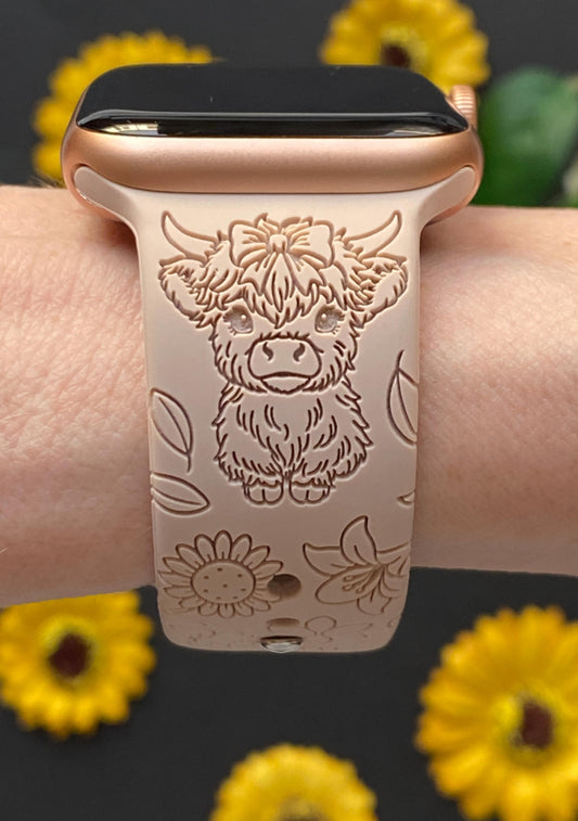 Highland Cow Floral Watch Band For Apple Watch