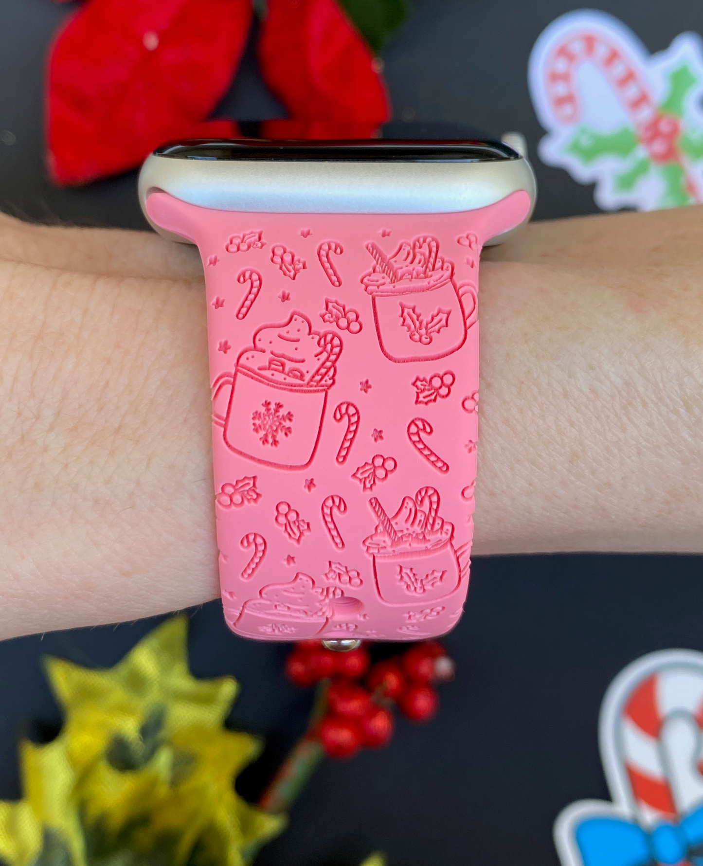 Hot Cocoa Candy Cane Watch Band For Apple Watch