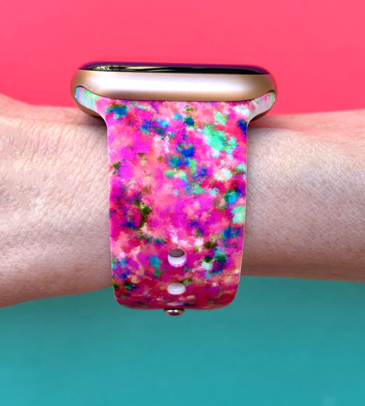 Pink Splatter Watch Band For Apple Watch