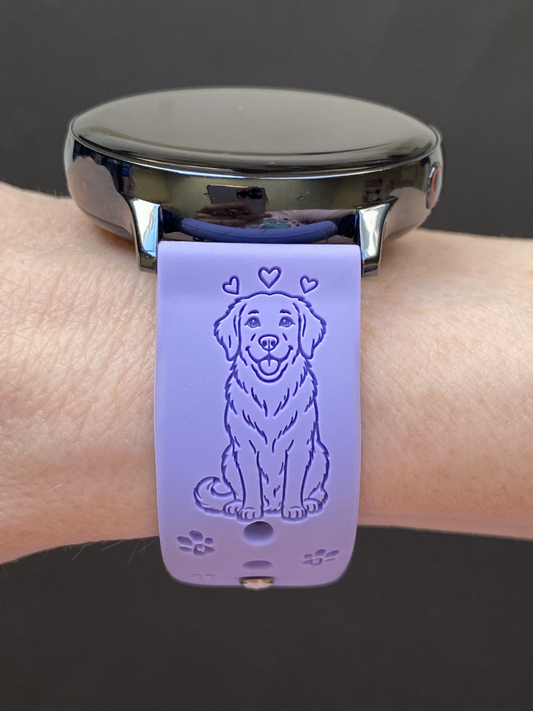 Joyful Golden Retriever Dog 20mm Samsung Galaxy Watch Band