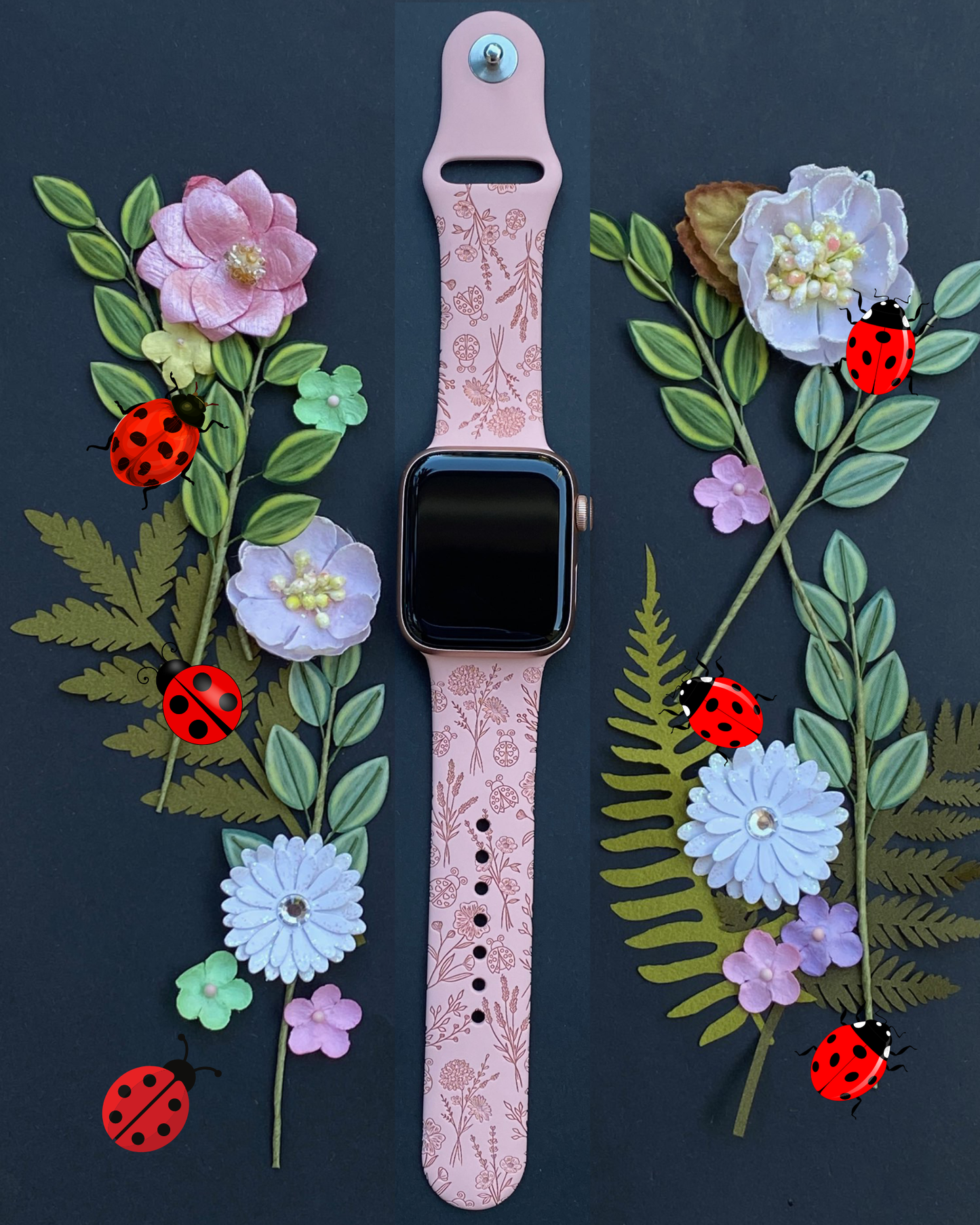 Wildflowers and Ladybugs Watch Band For Apple Watch