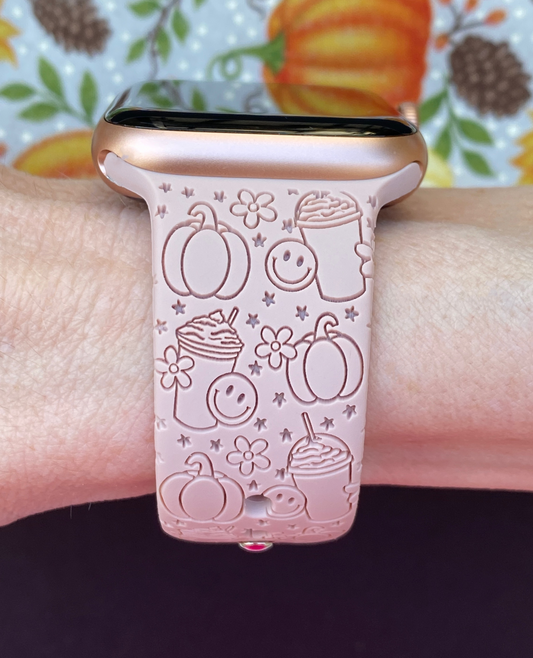 Pumpkin Spice Latte Smiley Watch Band For Apple Watch