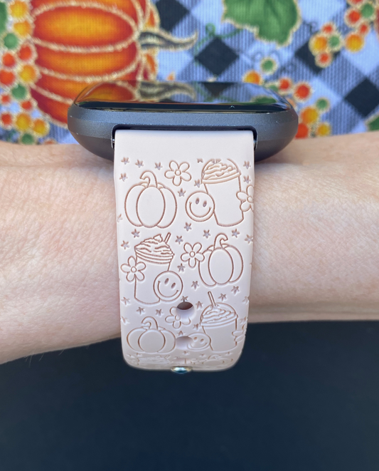Pumpkin Latte Smiley Fitbit Versa 1/2 Watch Band