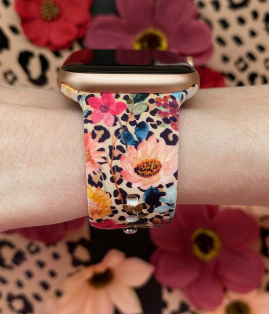 Leopard Floral Watch Band For Apple Watch