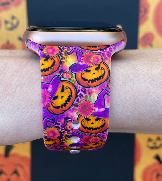 Leopard Pumpkins Halloween Watch Band For Apple Watch