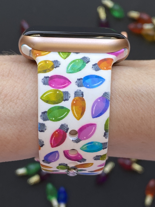 Christmas Lights White Watch Band For Apple Watch