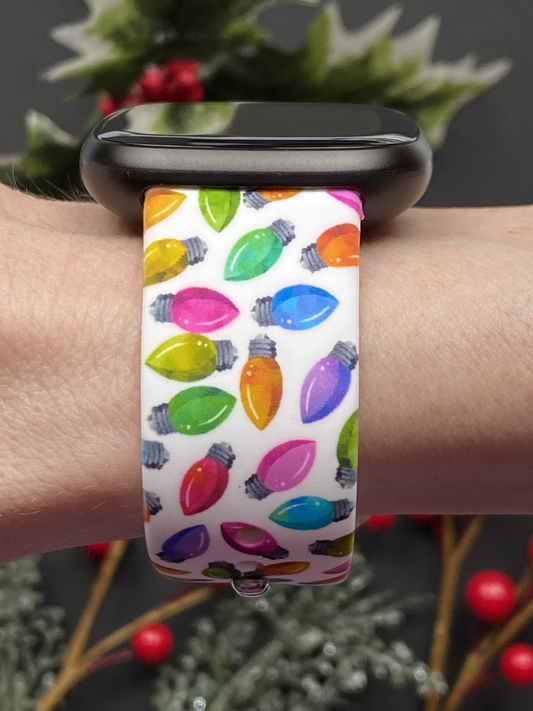 Christmas Lights White Fitbit Versa 3/Versa 4/Sense/Sense 2 Watch Band