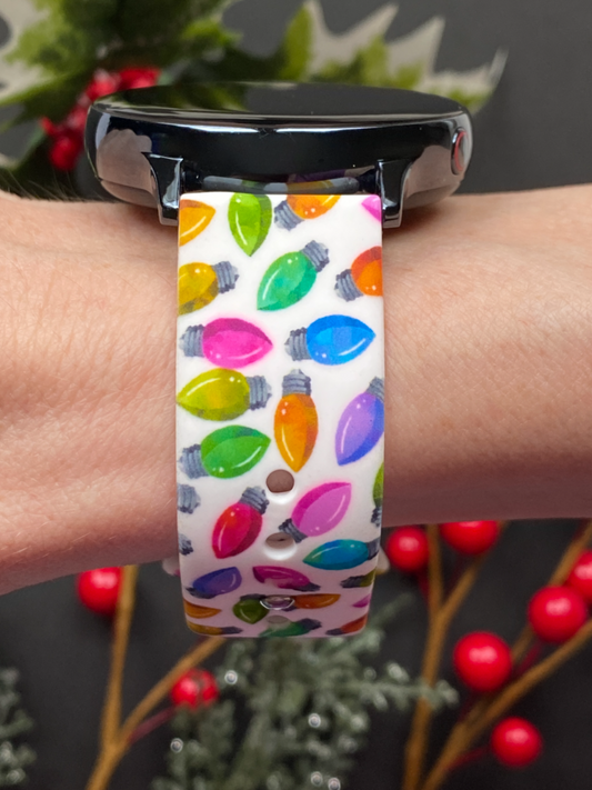 Christmas Lights White Samsung Galaxy Watch Band