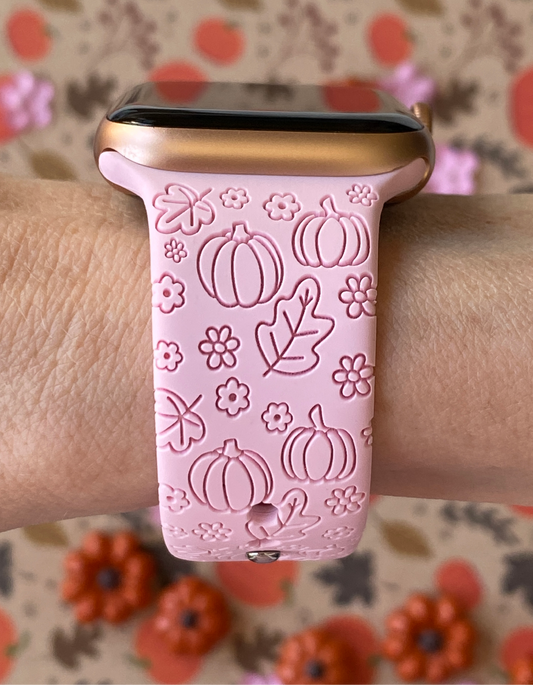 Whimsical Pumpkin Floral Watch Band For Apple Watch