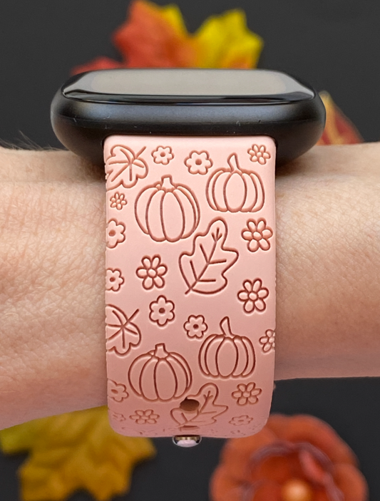 Whimsical Pumpkin Floral Fitbit Versa 3/Versa 4/Sense/Sense 2 Watch Band
