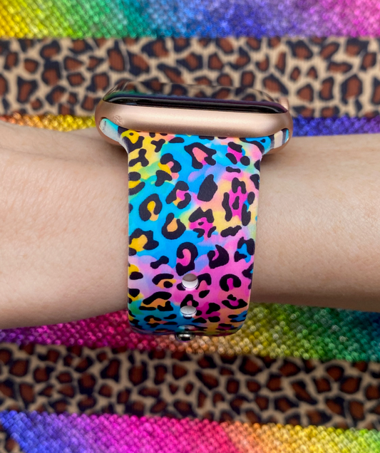 Neon Leopard Watch Band For Apple Watch