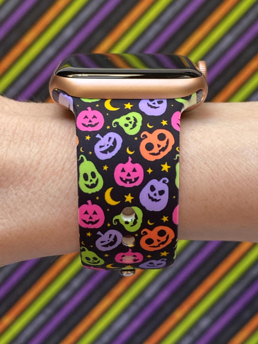 Neon Pumpkins Watch Band For Apple Watch