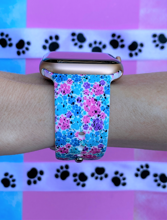 Splatter Paw Prints Watch Band For Apple Watch