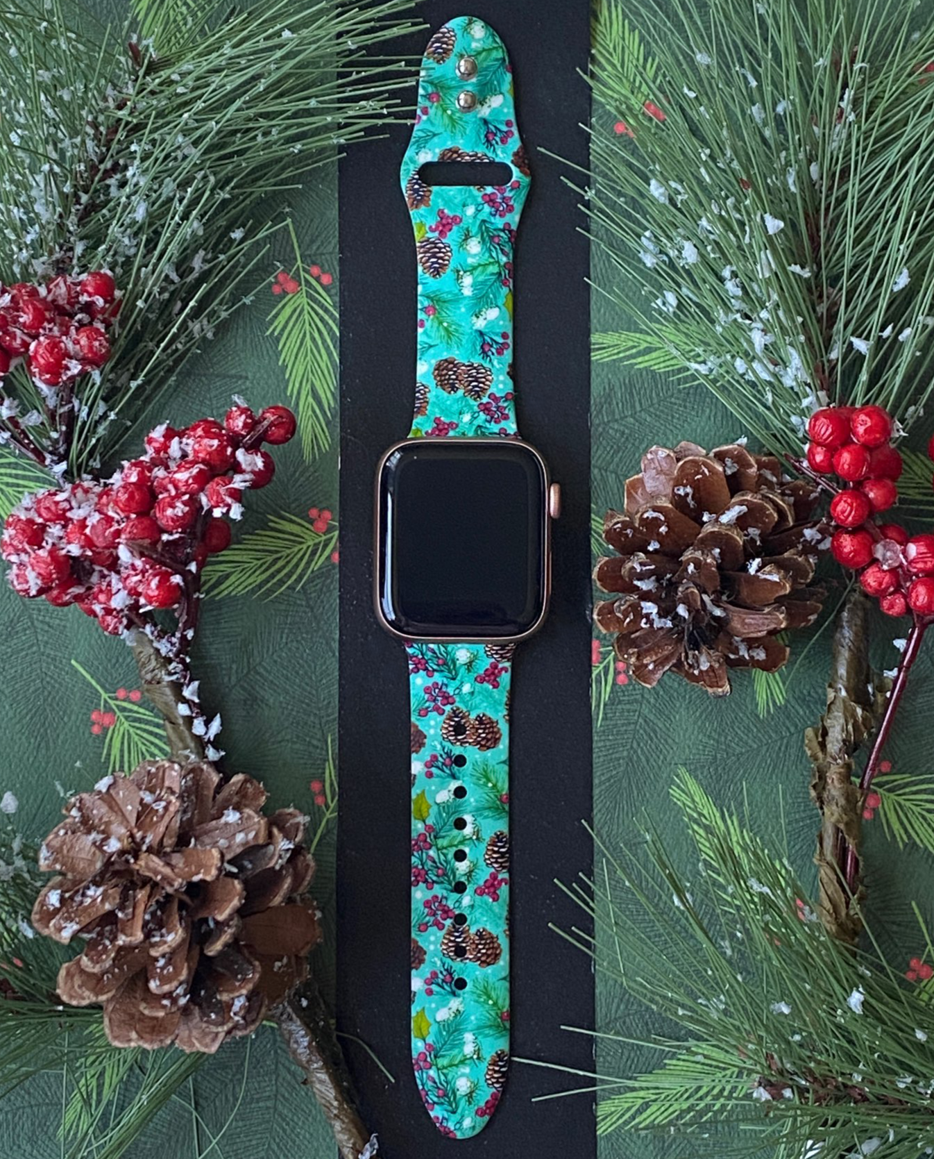 Winter Pine Cones Watch Band For Apple Watch