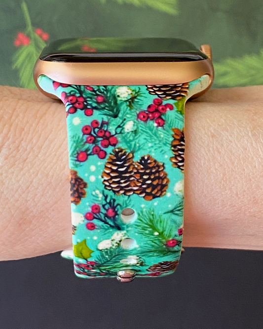 Winter Pine Cones Watch Band For Apple Watch