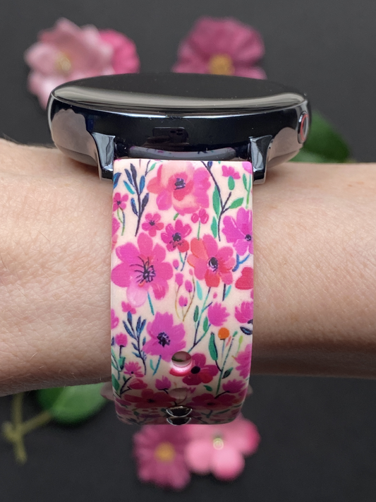 Pink Wildflowers Samsung Galaxy Watch Band