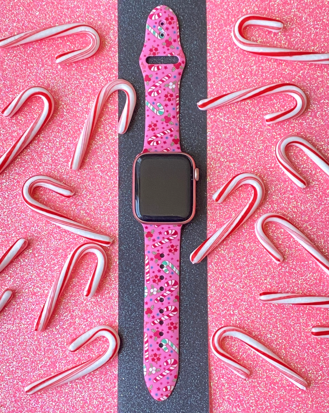 Pink Candy Canes Watch Band For Apple Watch
